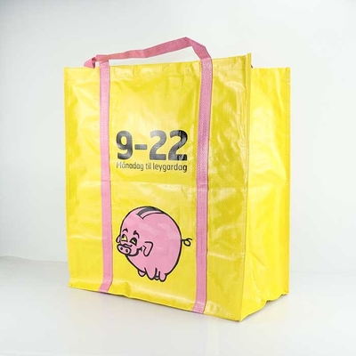再使用可能な袋を縫う扱われたポリプロピレンは105Gsmを薄板になった黄色にする